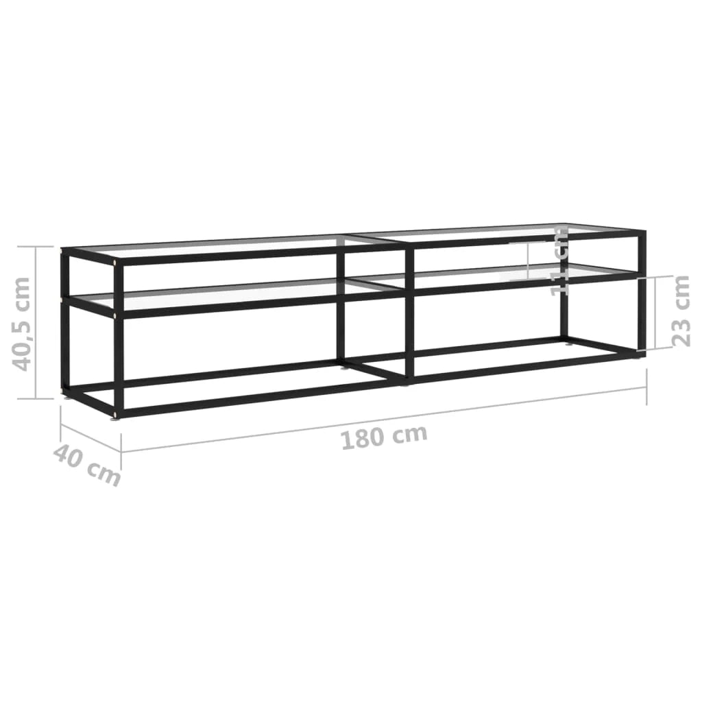 Mobile TV multimediale scaffale TV mobile TV sala da pranzo soggiorno camera da letto trasparente 180 x 40 x 40,5 cm vetro temperato trasparente 02_0028497