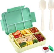 Lunchbox per bambini con contenitori e set di utensili, 1330 ml, senza latticelli e a tenuta di aria (verde)