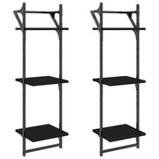 Mensole a Muro-Scaffale a parete con Aste 3 Livelli 2pz Nere 30x25x100 cm