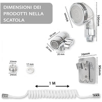 Doccetta per rubinetto lavandino portatile con tubo telescopico 1m e supporto