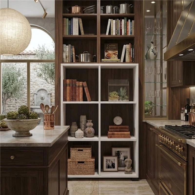 LIBRERIA CUBICA IN LEGNO BIANCO MODERNA CON 6 RIPIANI DIMENSIONI 60X24X98 CM