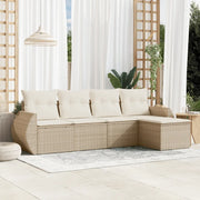 Set Divano da Giardino 5 pz con Cuscini Beige in Polyrattan 3253625