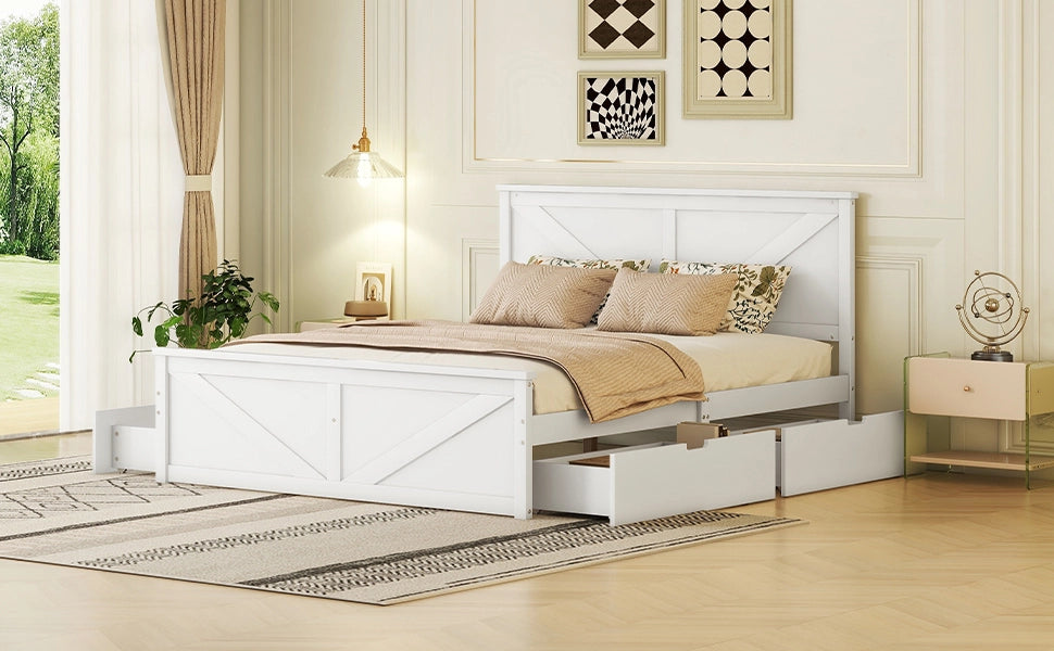 Letto in legno con 4 cassetti 160x200 mm pino bianco