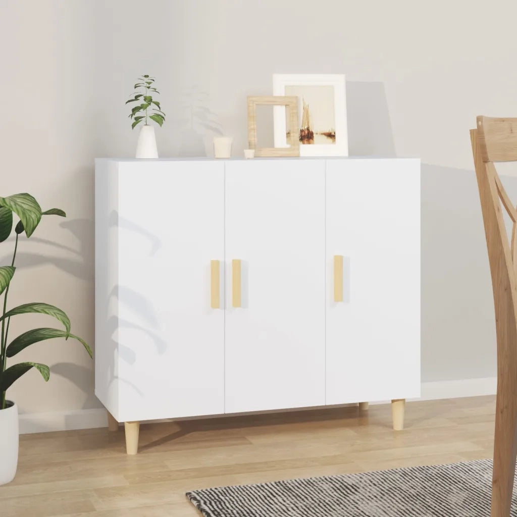 Credenza | Madia | Buffet da pranzo | Armadio da pranzo Bianca 90x34x80 cm in Legno Multistrato