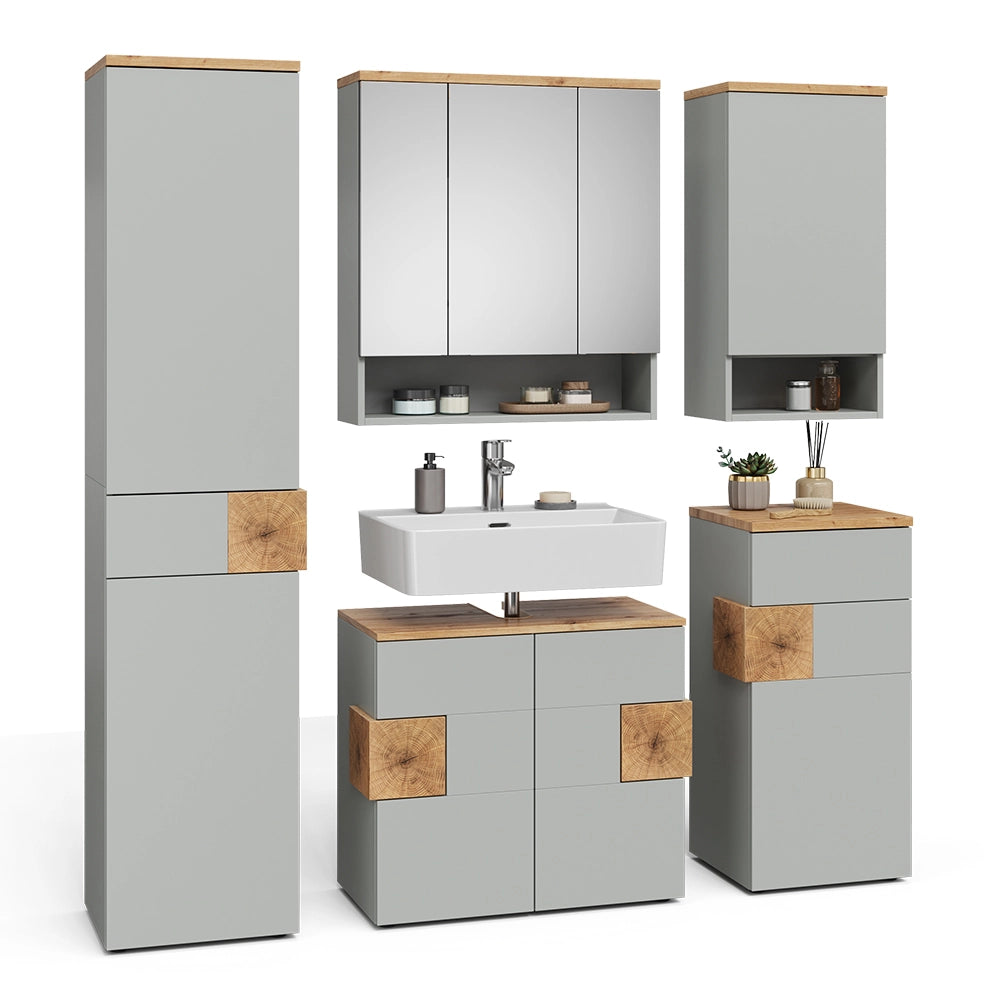 Vicco Set di mobili da bagno Grigio/Artisan 5 parti