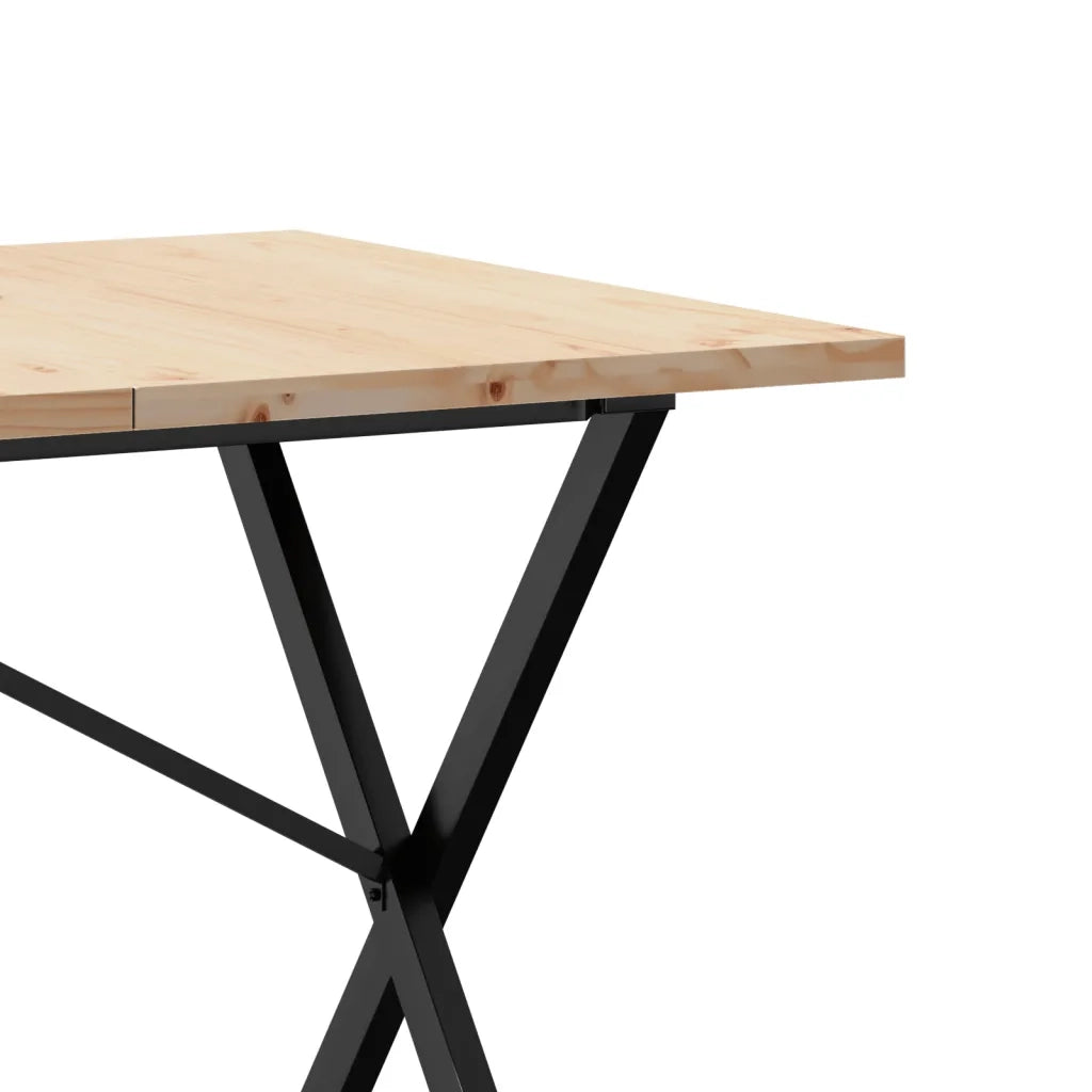 Tavolo da Pranzo Telaio a X 160x80x75,5 cm Legno Pino e Acciaio