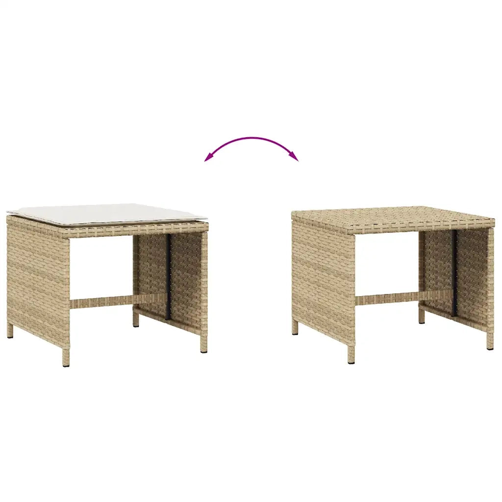 Sgabelli Giardino con Cuscini 4 pz Beige 41x41x36cm Polyrattan CFW2299516