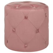 Poggiapiedi trapuntato rosa ottomana rotondo trapuntato Chesterfield