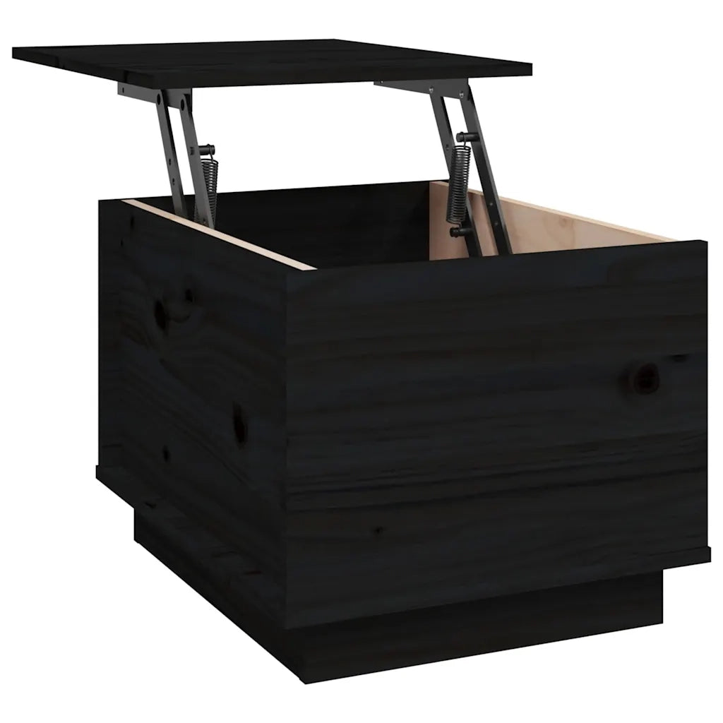 Tavolino da Salotto Nero 40x50x35 cm Legno Massello di Pino 813414