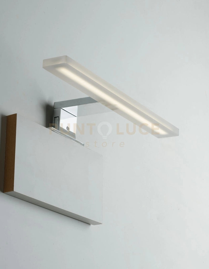 APPLIQUE LED AQA CROMO FISSAGGIO PARETE E SPECCHIO 8W 820LM 4000K IP44 30X10,8X4,8CM