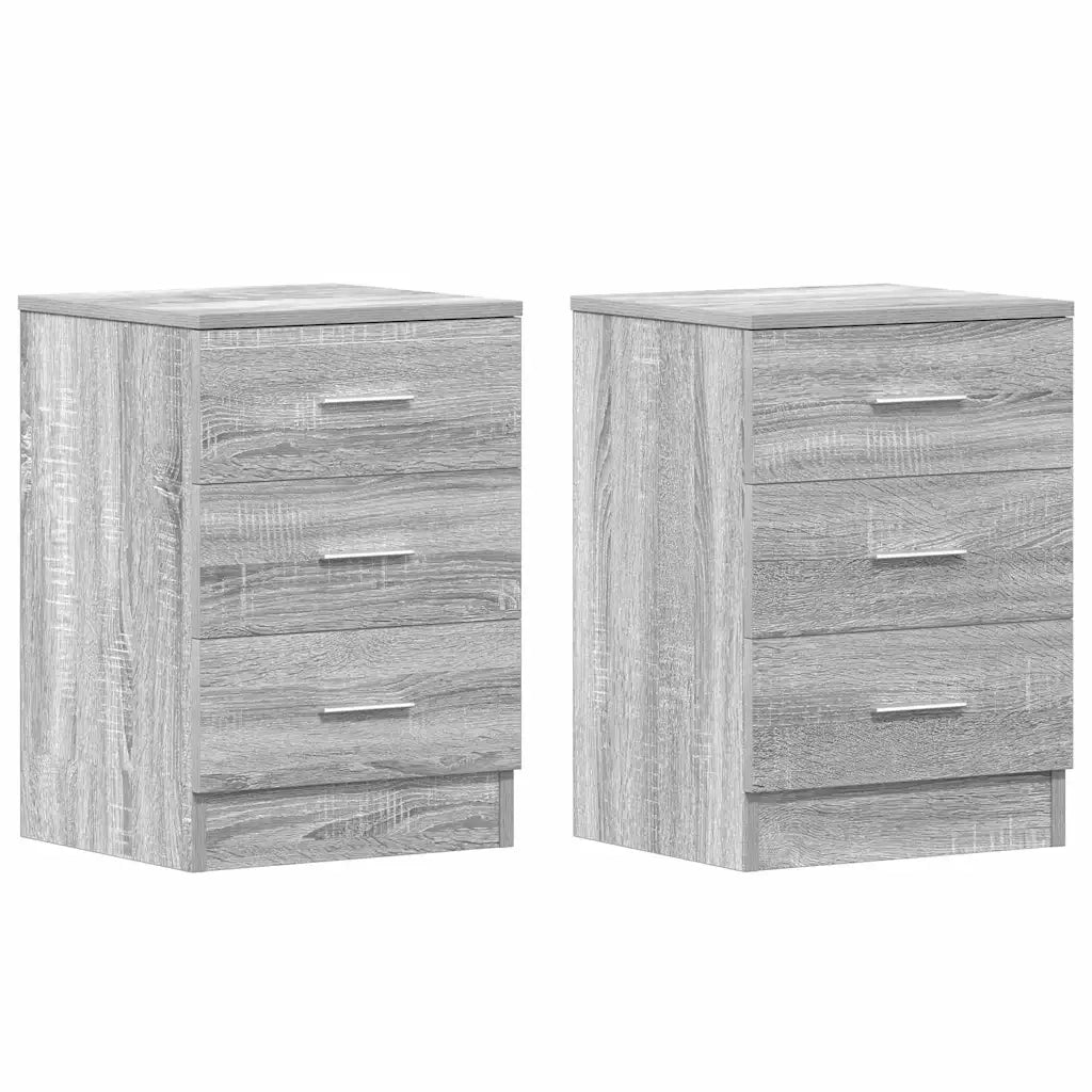 Comodini Grigio Sonoma 2 pz-Set di 2 Tavolino da notte 38x35x56 cm in Legno Multistrato