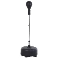 Punching Ball da Terra, Sacco da Boxe da Terra con Base Riempibile, Ventose e Guantoni, Altezza Regolabile 4 Livelli da 136-154 cm, Speed Bag per Home Gym Casa e Palestra, Nero