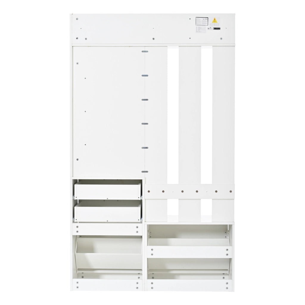 Mobile ingresso con 2 cassetti; specchio e 2 scarpiere ribaltabili - 110×34×185 cm