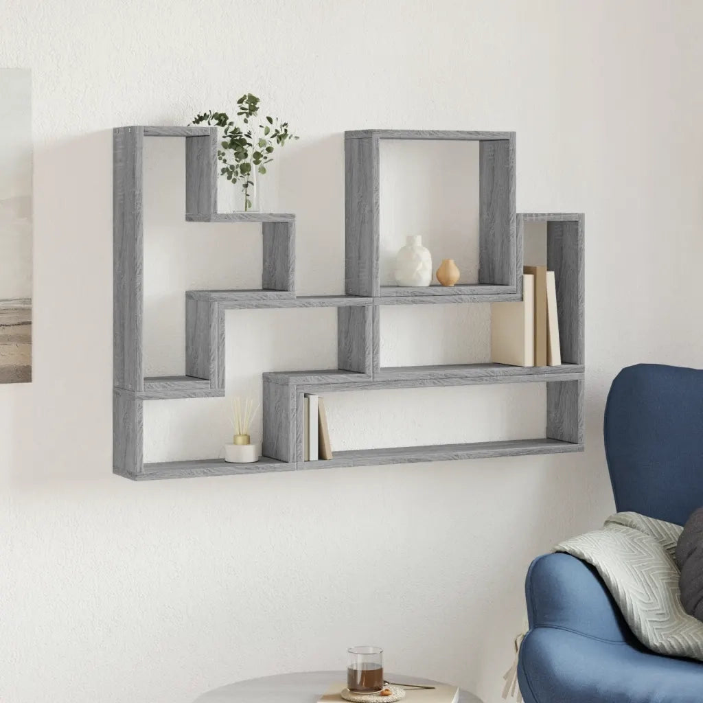 Mensola a Muro | Mensola a parete Grigio Sonoma 96x12x64 cm in Legno Multistrato
