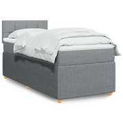 vidaXL Giroletto a Molle con Materasso Grigio Chiaro100x200 cm Tessuto