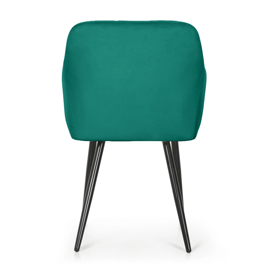 Set di 2 Sedie imbottite con cuciture quadrate LUXANO Verde Bottiglia gambe nere