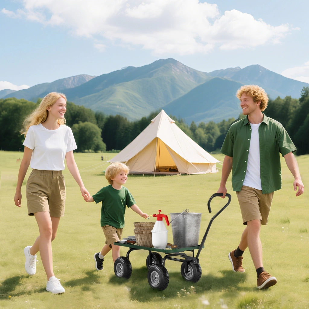 Carrello da Giardino ¨C Zephmum ¨C Verde e Nero 94x48.5x100 cm Acciaio