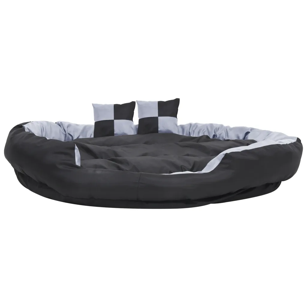 Cuscino per Cani Reversibile Lavabile Grigio Nero 150x120x25 cm 171210
