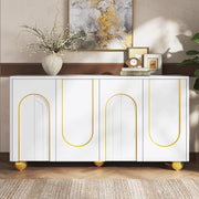 Credenza e madia a 4 ante con 2 vani interni, per soggiorno, in MDF e pannello truciolare bianco 140 × 40 × 74 cm