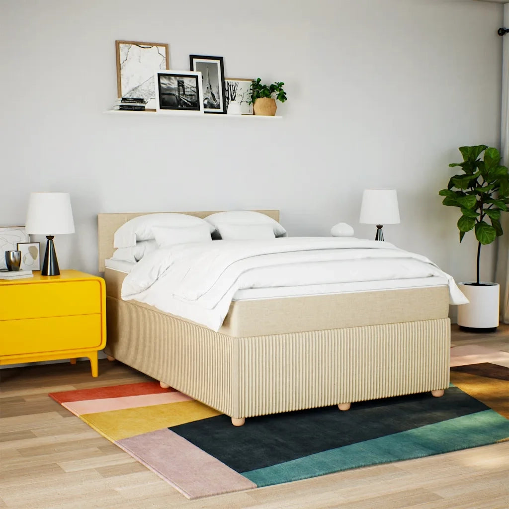 Giroletto a Molle con Materasso Crema 140x19 cm in Tessuto