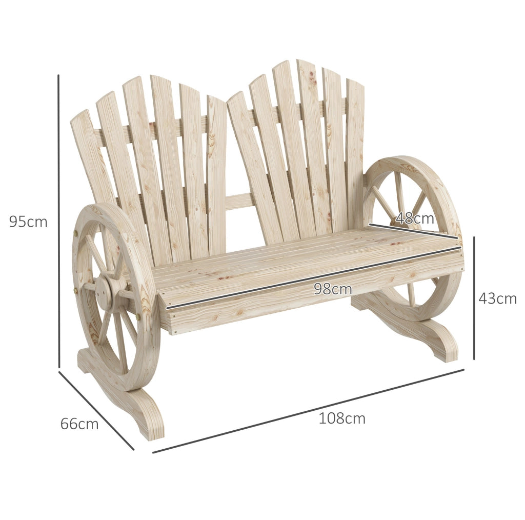 Panchina da giardino a 2 posti 108x66x95 cm in legno naturale