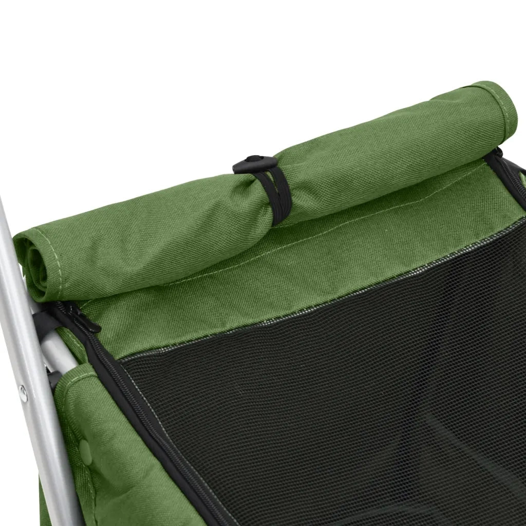 Passeggino Cani Pieghevole Verde 100x49x96cm Tessuto di Lino