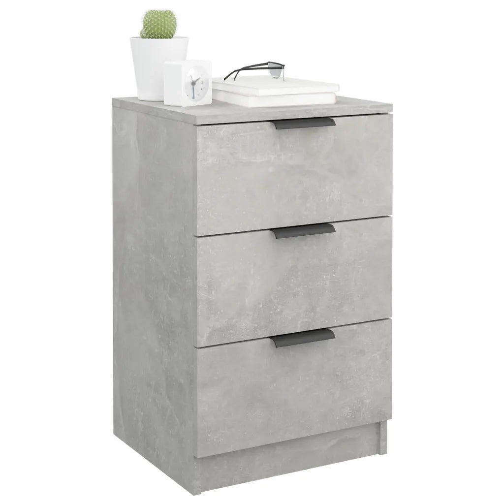Set di 2 Comodini | Armadio da Notte | Mobiletto da notte Grigio Cemento 40x36x65 cm