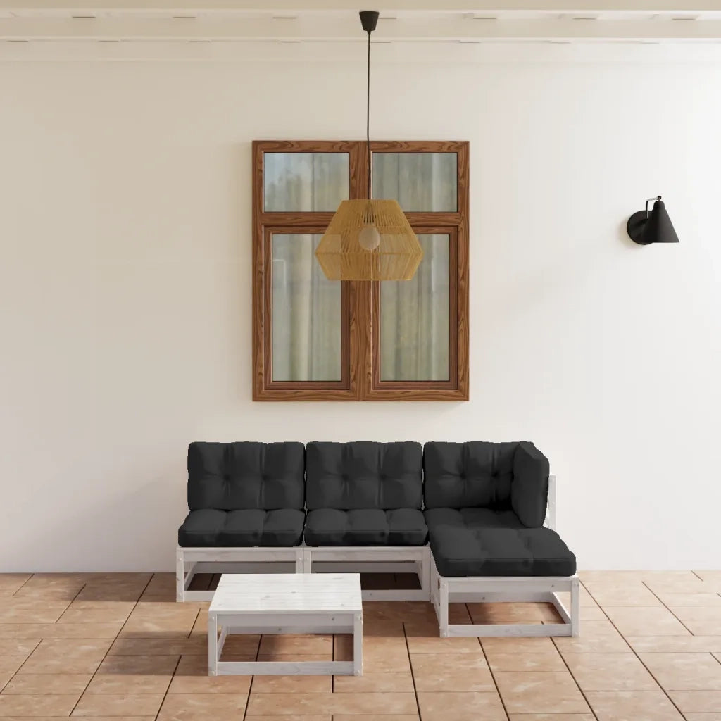 Set Divani da Giardino 5 pz con Cuscini Legno Massello Pino 3076540