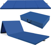 Tappetino per Ginnastica Pieghevole a 4 Pannelli con Maniglie, 300 x 117 x 5 CM, Tappetino in Ecopelle con Chiusure a Strappo per Ginnastica, Yoga, Stretching & Capriole