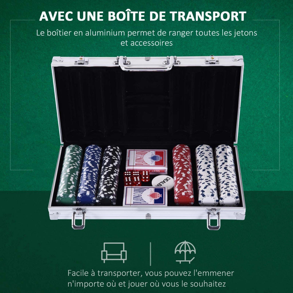 Set di Poker Completo con 300 Gettoni e 2 Mazzi di Carte ¨C Zephmum ¨C Argento