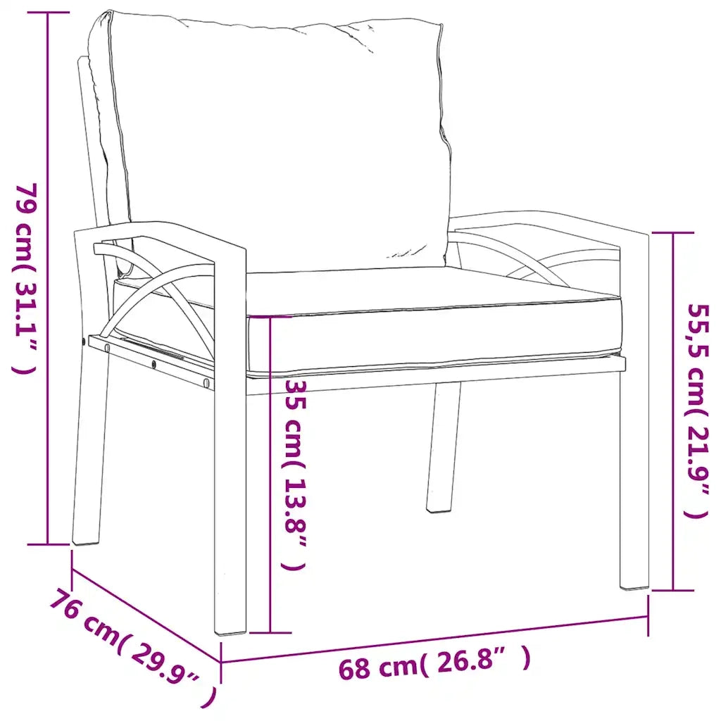 Sedia da Giardino con Cuscini Sabbia 68x76x79 cm Acciaio 362720