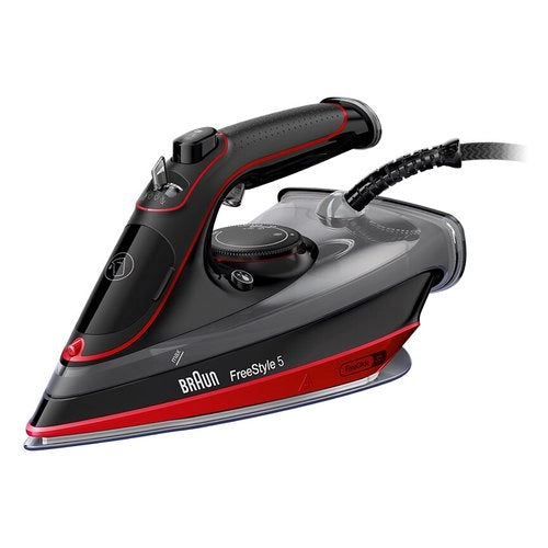 Braun texstyle 5 - ferro da stiro a vapore, manico aperto ergonomico, freeglide3d, 2700w, 300ml, rosso/nero (si5057rd) - 0127406020