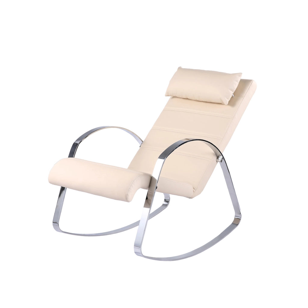 Poltrona relax a dondolo Valentina in ecopelle beige