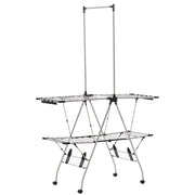 Stendibiancheria pieghevole con ruote ¨C Xylo ¨C acciaio inossidabile 138,5x63x208 cm argento nero