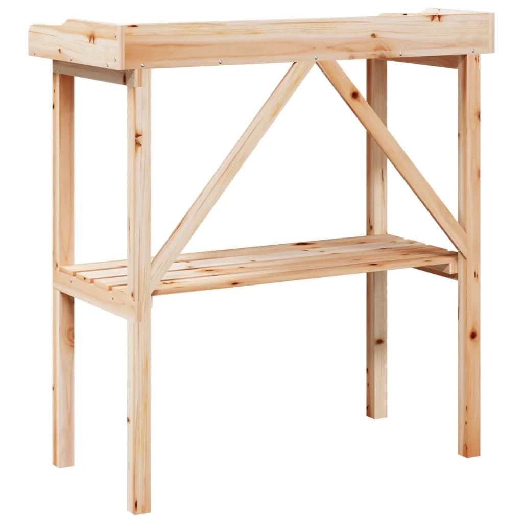 Tavolo Piante con Ripiano 78x38x,82,5cm Legno Massello di Abete CFW9189569