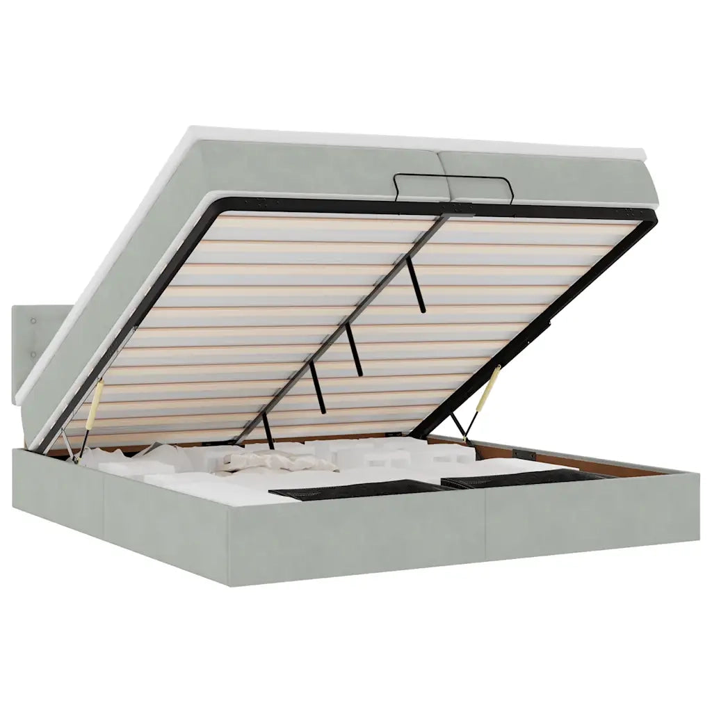 Struttura Letto Pouf con Materasso 200x200 cm in Velluto 3311939