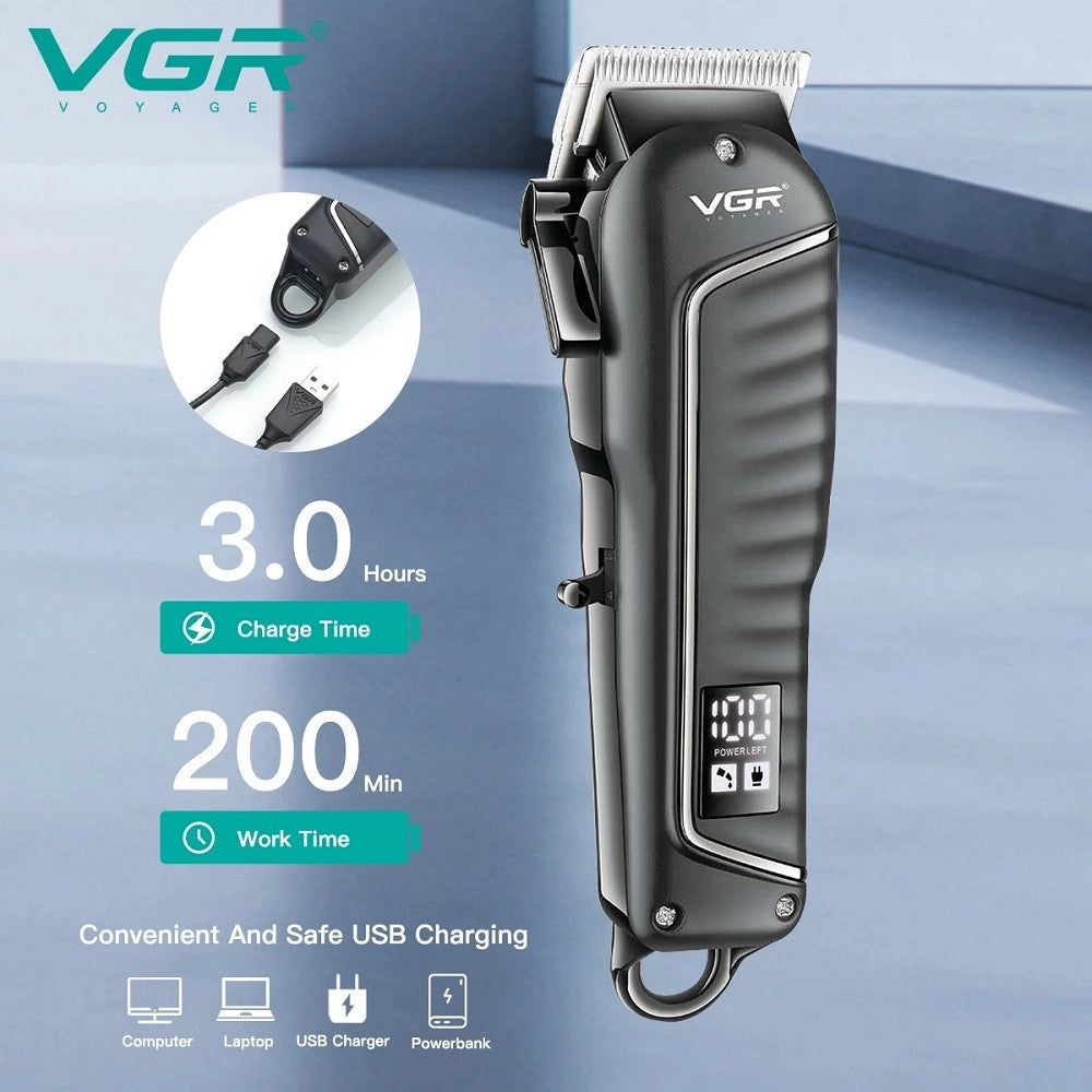Trade Shop - Tagliacapelli Professionale Elettrico Per Uomo Senza Fili Usb Ricaricabile V-683 -