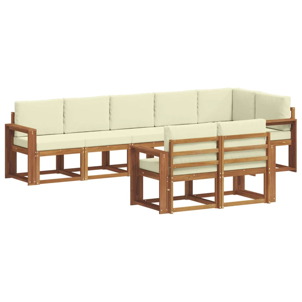 Set di divani da esterno con cuscino 8 pcs Naturale e Crema