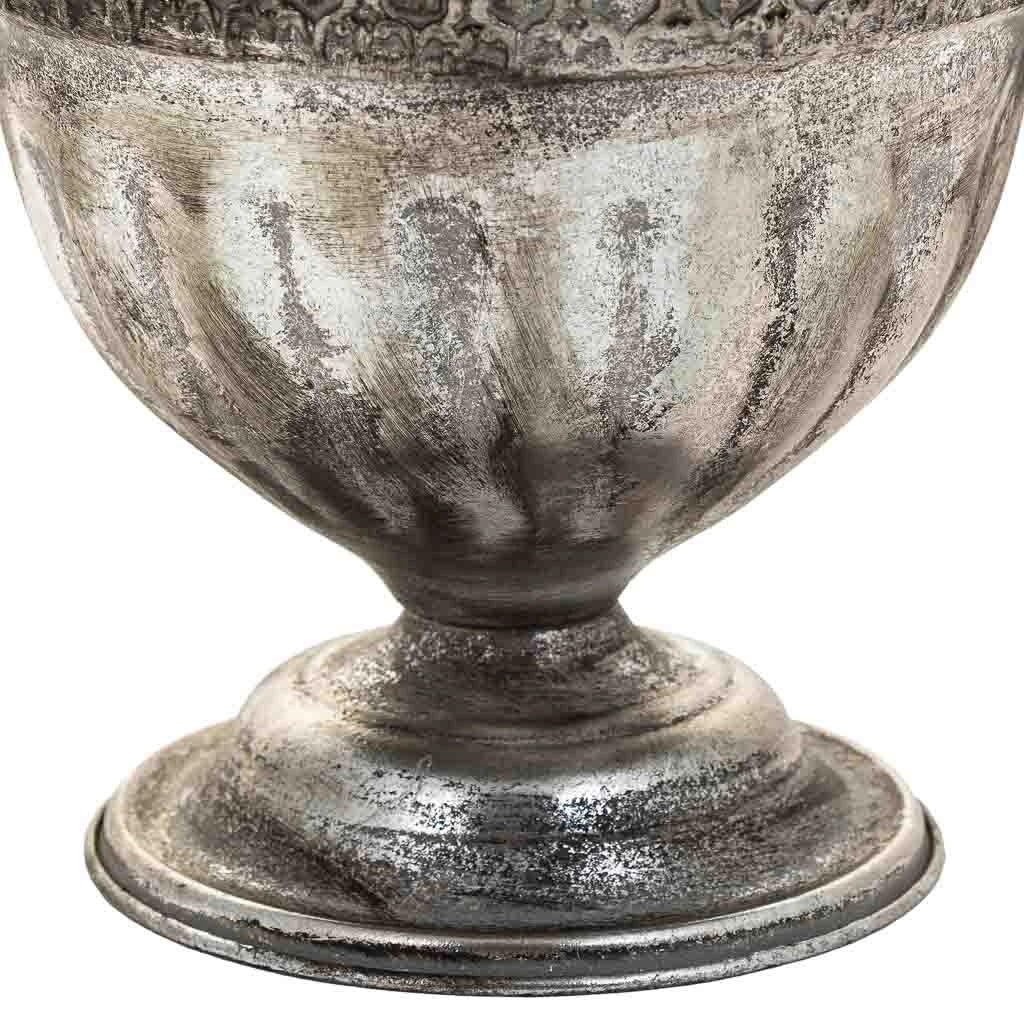 Vaso da fiori in metallo argentato 36x24,5x22,5h