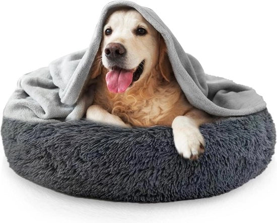 Cuscino per cani - Cuscino per cani morbido con letto per cani e gatto con coperta per cani e gatti piccoli e medi, lavabile e rimovibile, antiscivolo, 70 cm
