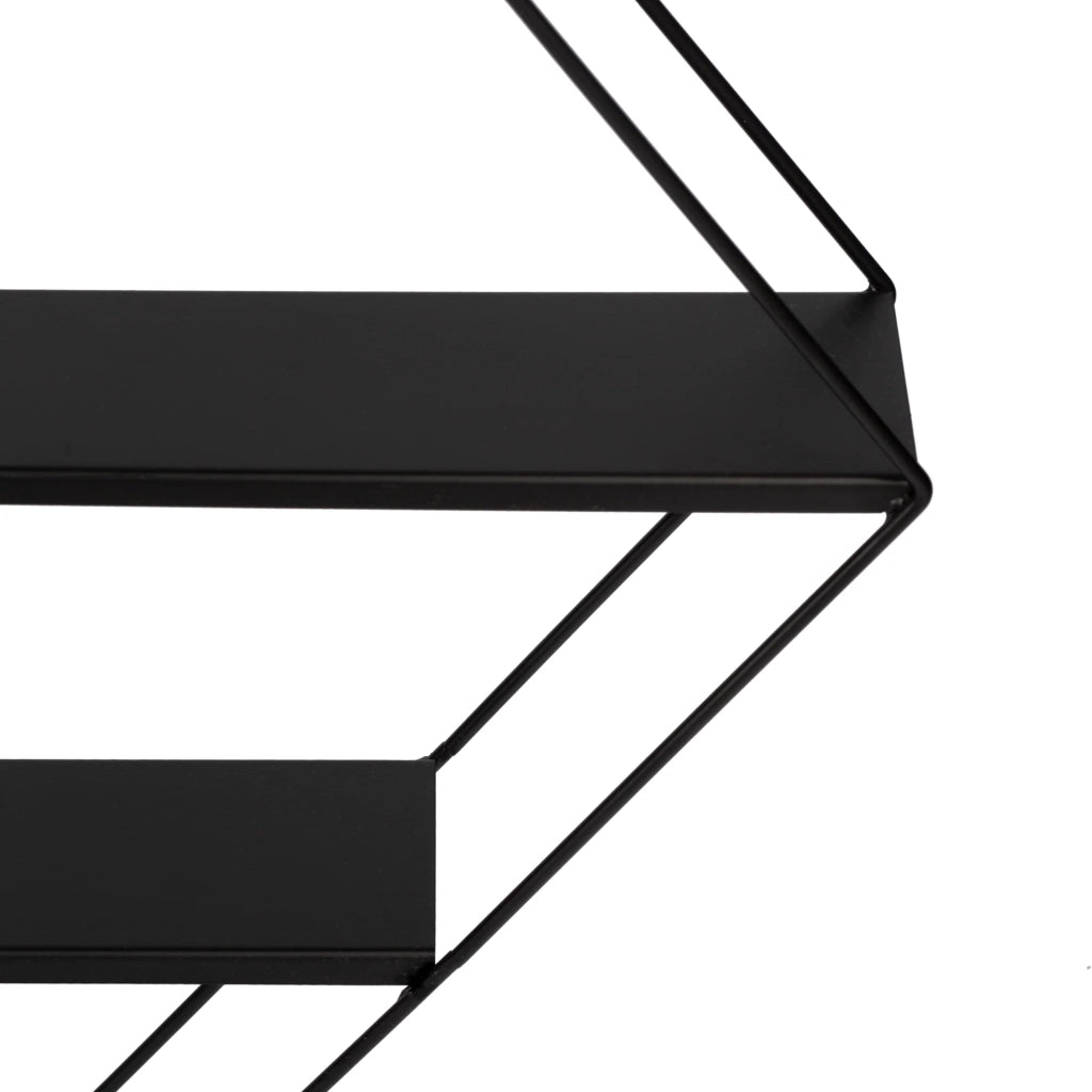 Scaffale dal design senza tempo per soggiorno/camera da letto contenitore metallico a forma di diamante da parete 66 x 50 x 9 cm nero 03_0011268