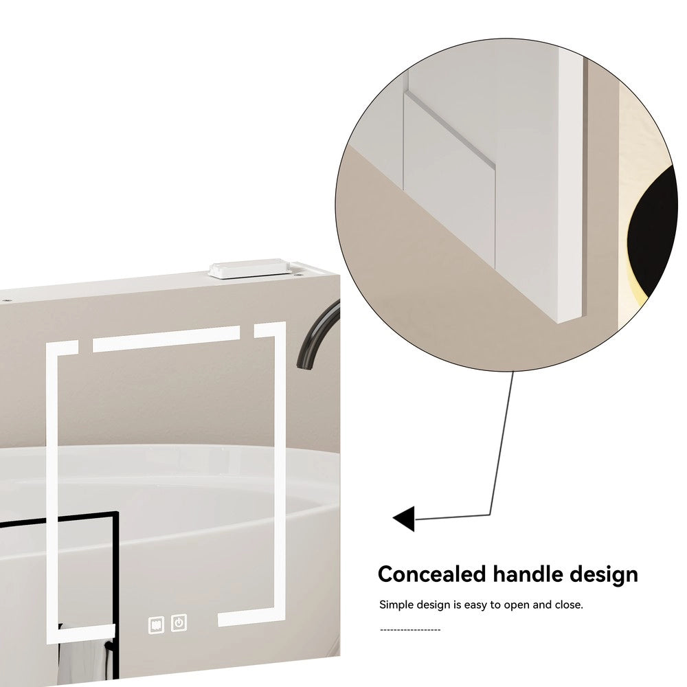Armadietto Specchio con LED ¨C Xylo ¨C Bagno, Bianco, 60 cm