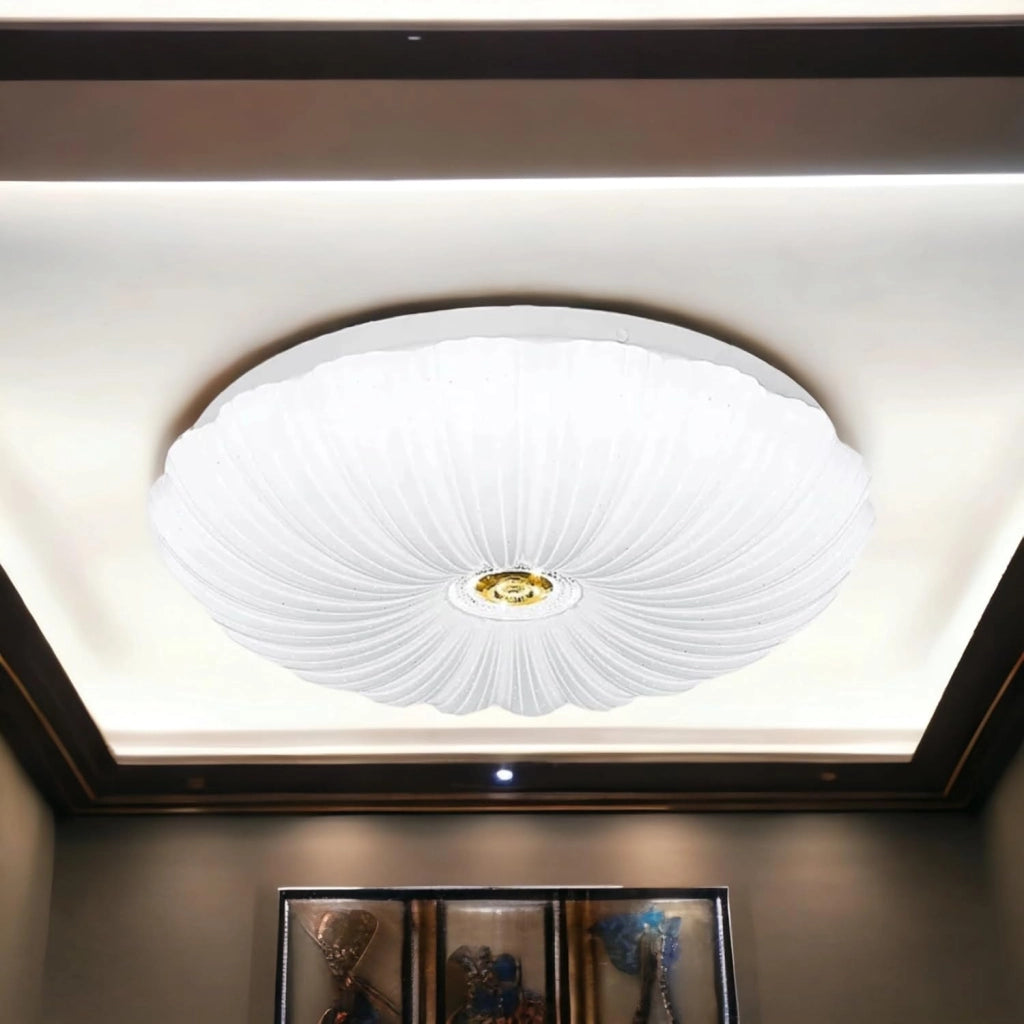 Plafoniera LED Soffitto 46W con Effetto Stellato, 3680 Lumen, 3 Tonalità di Luce (3000K/4000K/6500K), Bluetooth e Telecomando, Design Moderno in Alluminio e PVC, Ø48 cm