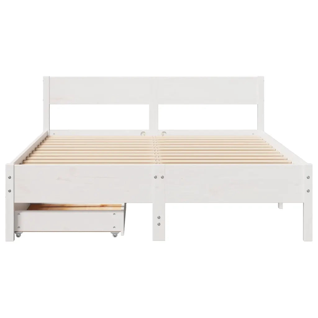 Letto senza Materasso Bianco 140x190 cm Legno Massello di Pino 3301762