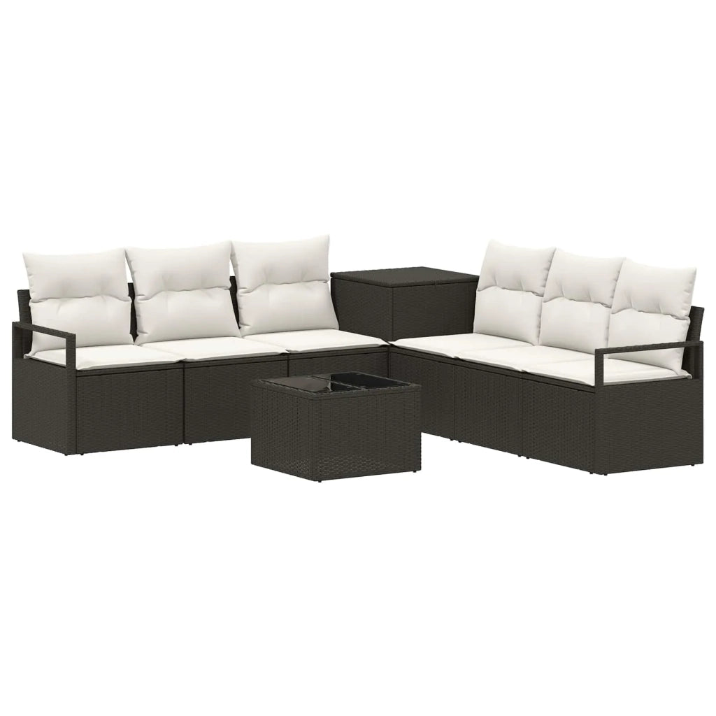 Set di divani 8 pz Nero e Bianco Crema 3448153