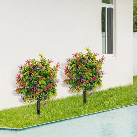 Due Kunstbloemen per Pianta, Stile Naturale, Finta Fioritura, Decorazione Esterna, Verde Finto, Pianta Finta, Decorazione Verde, Finta Pianta Esterna