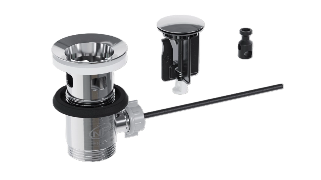 Scarico per lavabo e bidet del bagno, modello pop up in acciaio inox 304 – cromato con tappo REVO Colore: Cromato