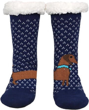 Sokke con motivi di animali per donne con stoppers antiscivolo per calore invernale. Sokke per casa con motivi festivi. Ideali come regalo per l'epifania.