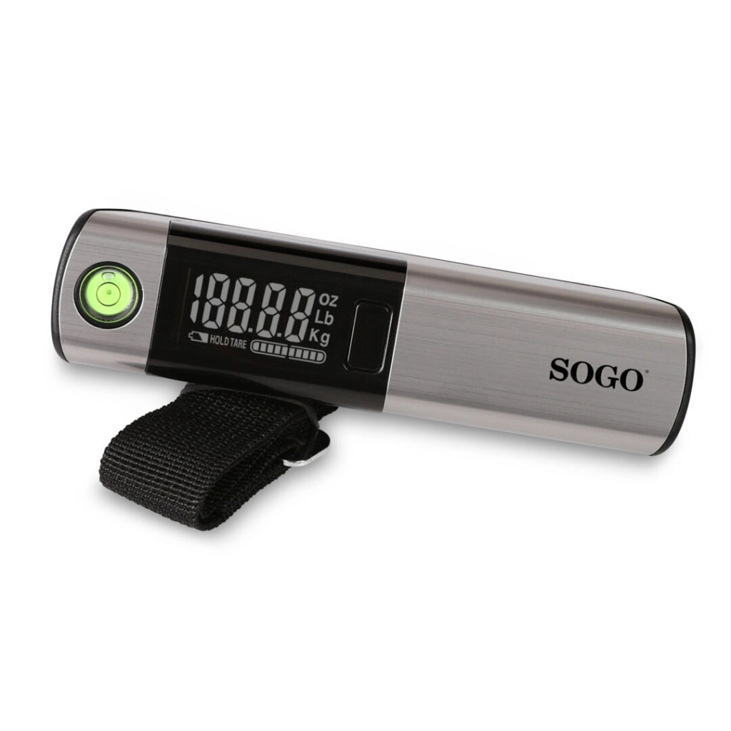 Bilancia digitale pesa valigie portatile 50 kg precisione 10 g con display LCD, metro integrato e funzione tara - Sogo