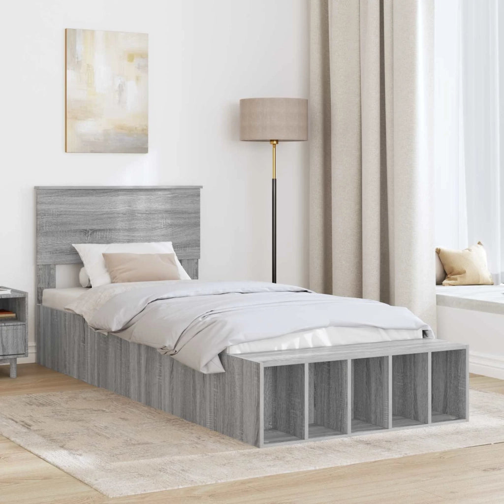 Struttura del letto con lo scaffale Grigio Sonoma 100 x 200 cm 3408401